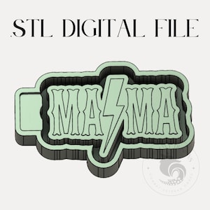 Mama with Lightning Bolt Digital Design for Freshie Blank Mold Housing Molding 3d Printer File .STL STL