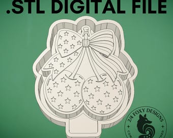 Cherries Stars and Stripes Patriotic Freshie Mold Housing 3D Printer File (STL Digital Download)