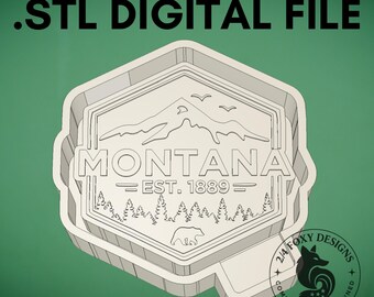 Montana Badge Icon with Bear Freshie Mold Housing 3d Printer File (STL Digital Download)