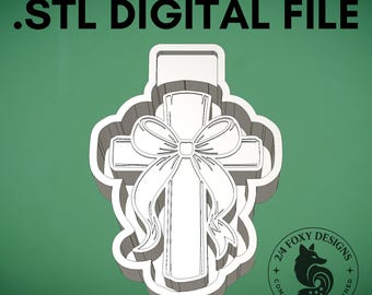 Cross with Bow Coquette Mold Housing 3D Printer File (STL Digital Download)