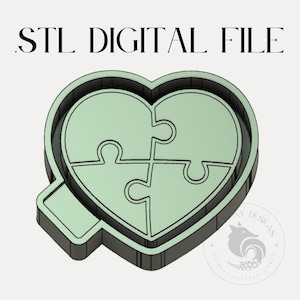 Autism Heart Digital Design for Freshie Blank Mold Housing Molding 3d Printer File .STL STL