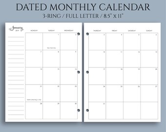 monthly calendar etsy