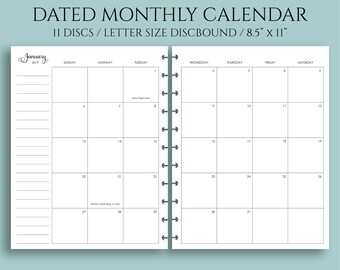 monthly calendar etsy