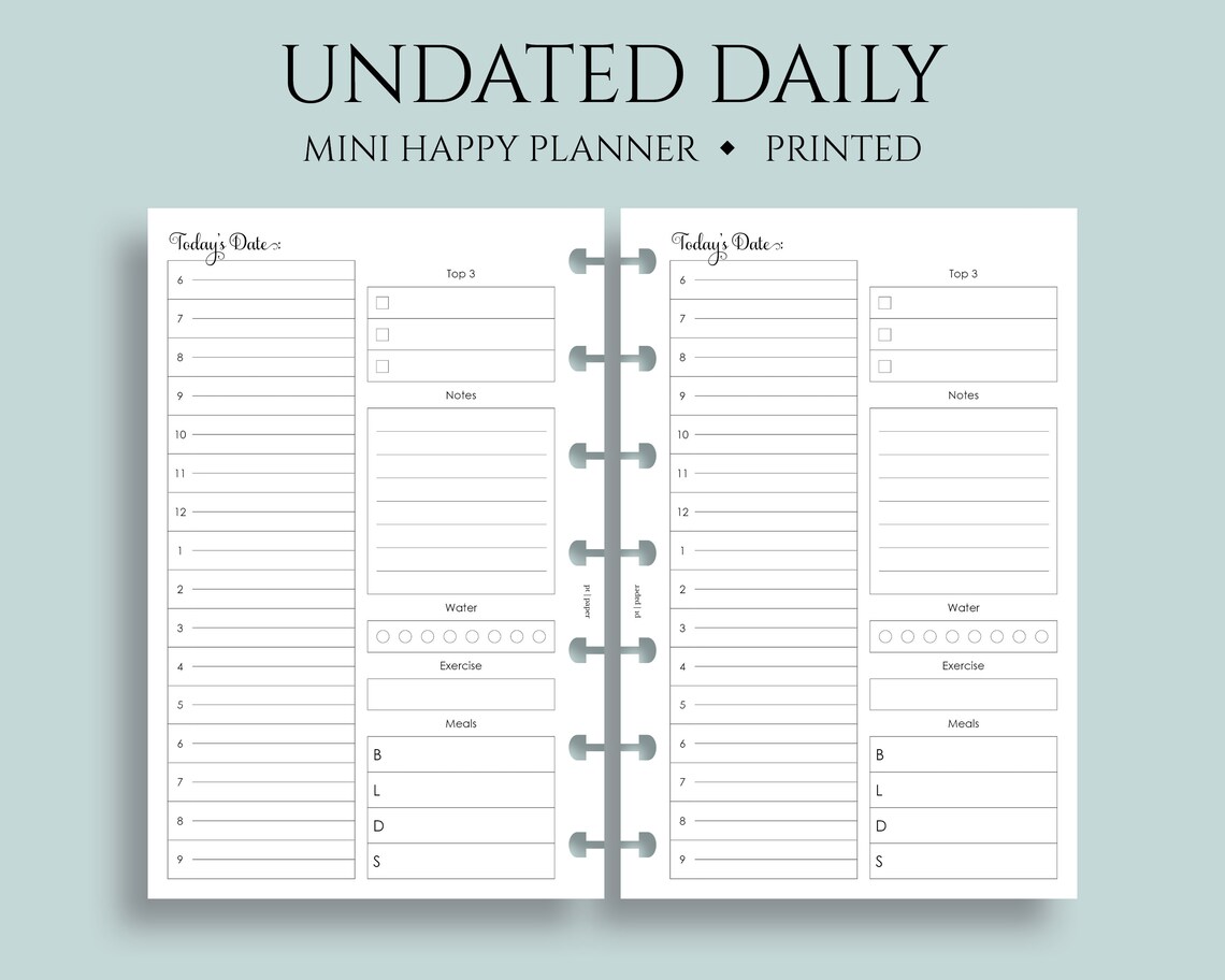 Undated Daily Planner Inserts Schedule Top 3 Todo List Etsy