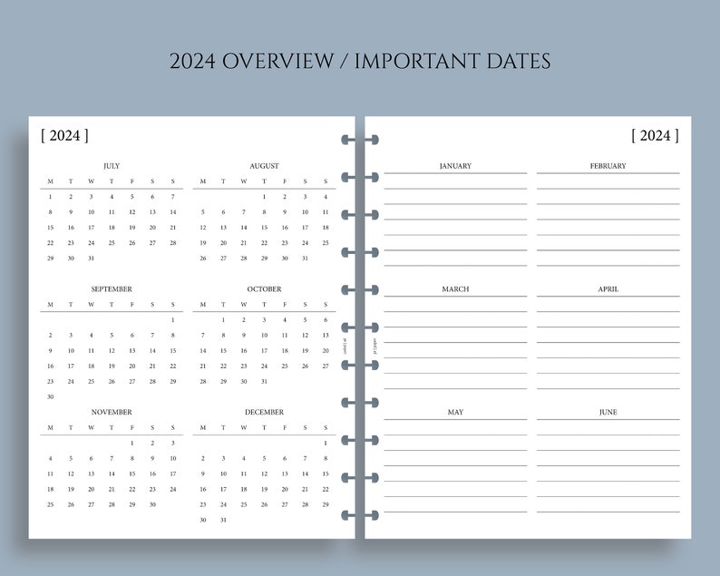 Yearly Calendar Bundle, Year-at-a-Glance, Important Dates, Minimal, Functional Full Letter Size Discbound / 8.5 x 11 image 3