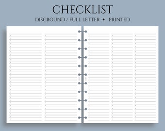 Checklist, To Do List, Task Tracker Planner Inserts, Minimal Style, Functional ~ Full Letter Size Discbound / 8.5" x 11"