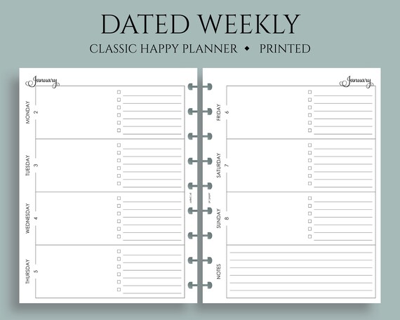 2024 WEEKLY Planner Insert Dated WO2P Horizontal Lined