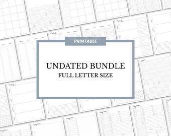 Undated Printable Bundle, Full Letter Size, Undated Daily, Weekly, Monthly Pages ~ 8.5 x 11, U.S. Letter