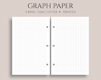 Graph Paper Inserts, Grid Filler Paper, Bullet Journal Pages ~ Half Letter Size 3-Ring / 5.5" x 8.5"