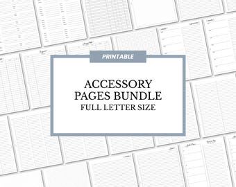 Printable Bundle, Accessory Pages, Full Letter Size, Address Book, Finance Trackers, Notes & More ~ 8.5 x 11, U.S. Letter