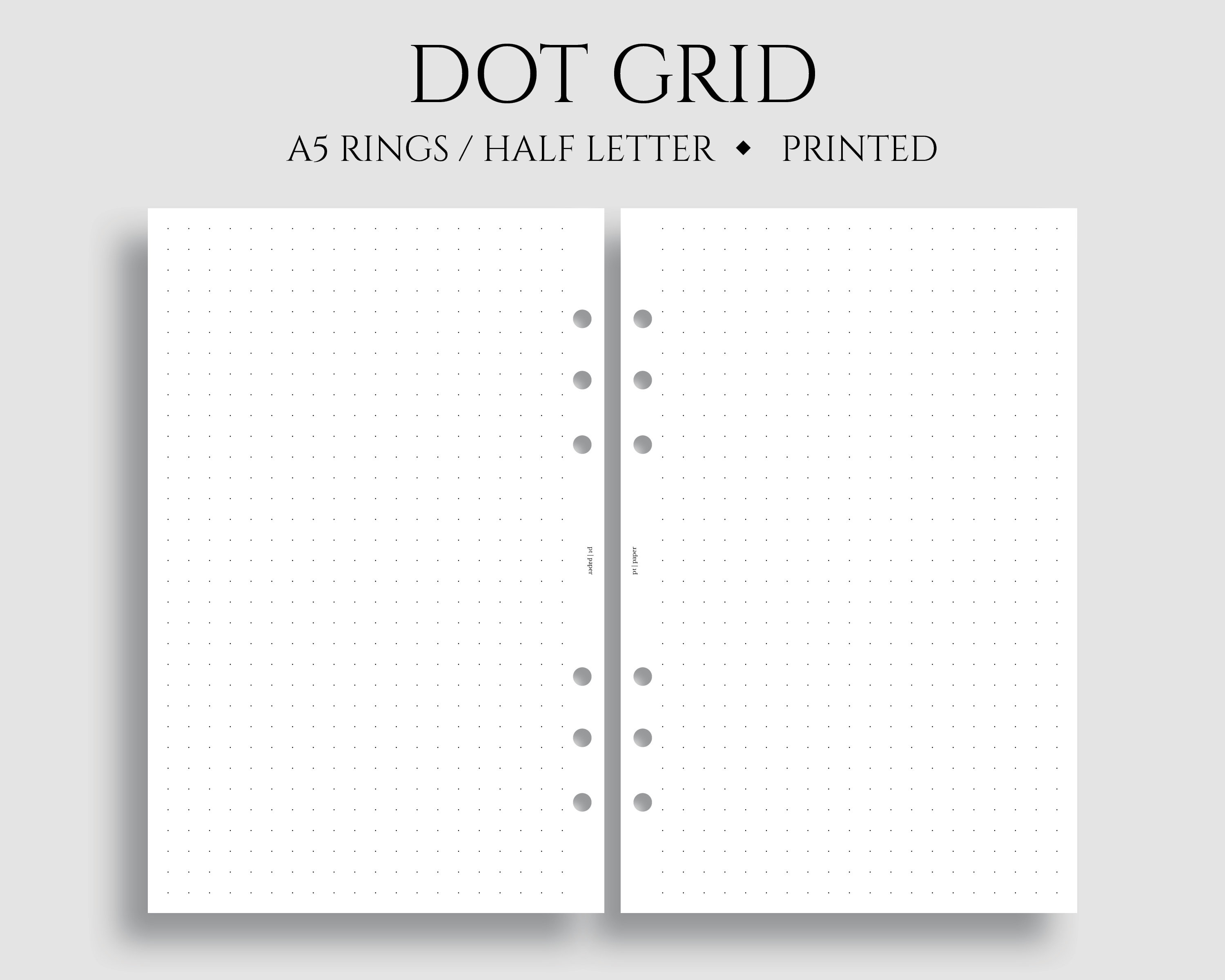 Dot Grid Inserts, Dotted Filler Paper, Bullet Journal Pages A5