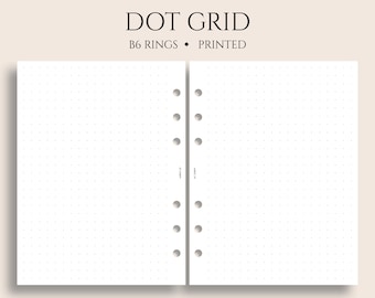 Dot Grid Planner Inserts, B6 Planner, 6-Ring, Dotted Filler Paper, Bullet Journal Pages ~ 5.3" x 7"