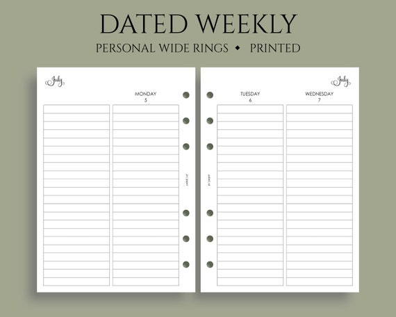 Personal Wide Planner Inserts Vertical Weekly Personal Wide Personal Wide Weekly Inserts
