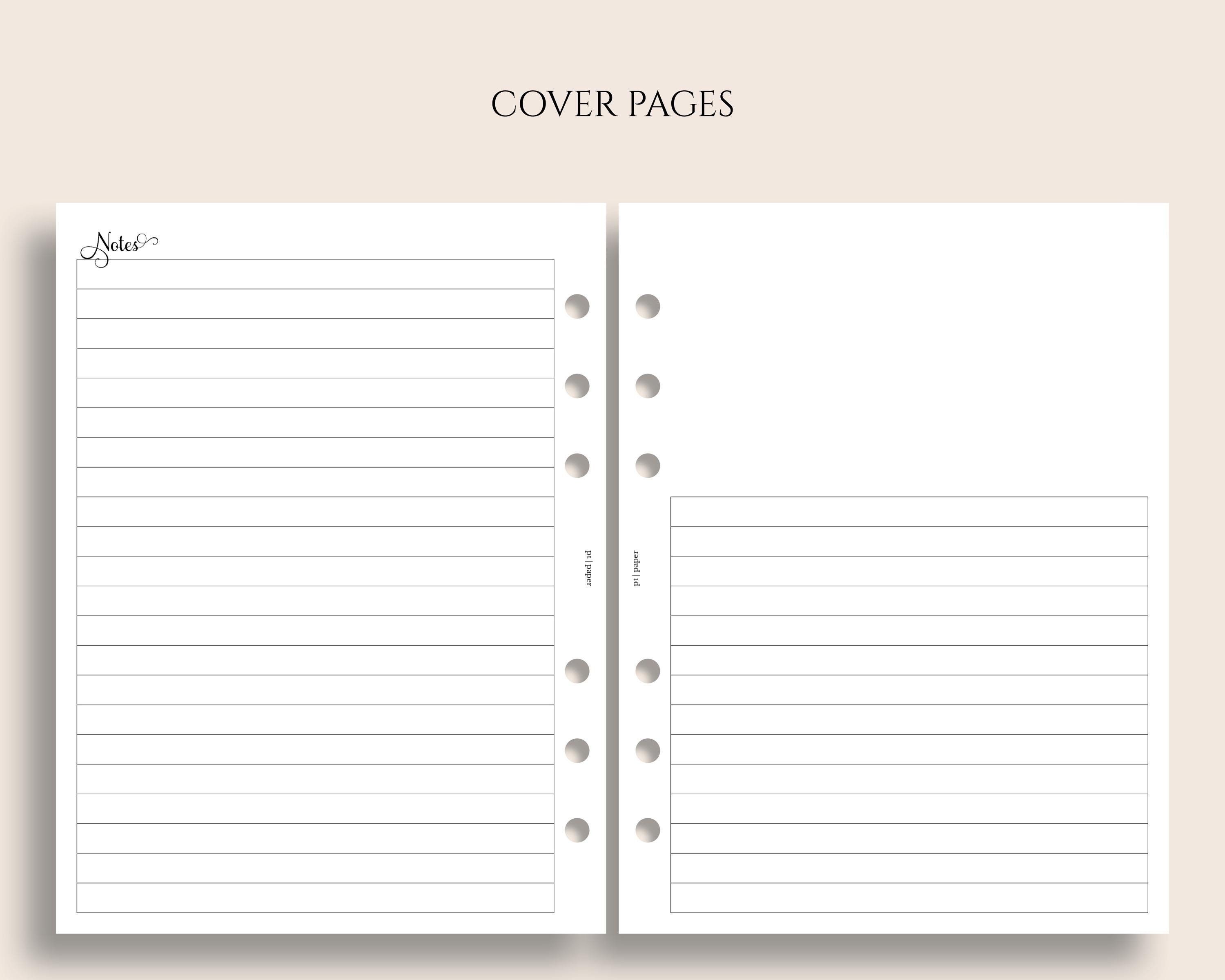 Undated Weekly Planner Inserts, B6 Planner, 6-ring, Two Page Horizontal ...