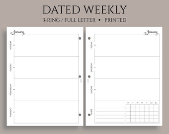 Dated Weekly Planner Inserts, Horizontal Layout with Weekly Habit Tracker, WO2P ~ Fits Full Letter Size 3-Ring / 8.5" x 11"