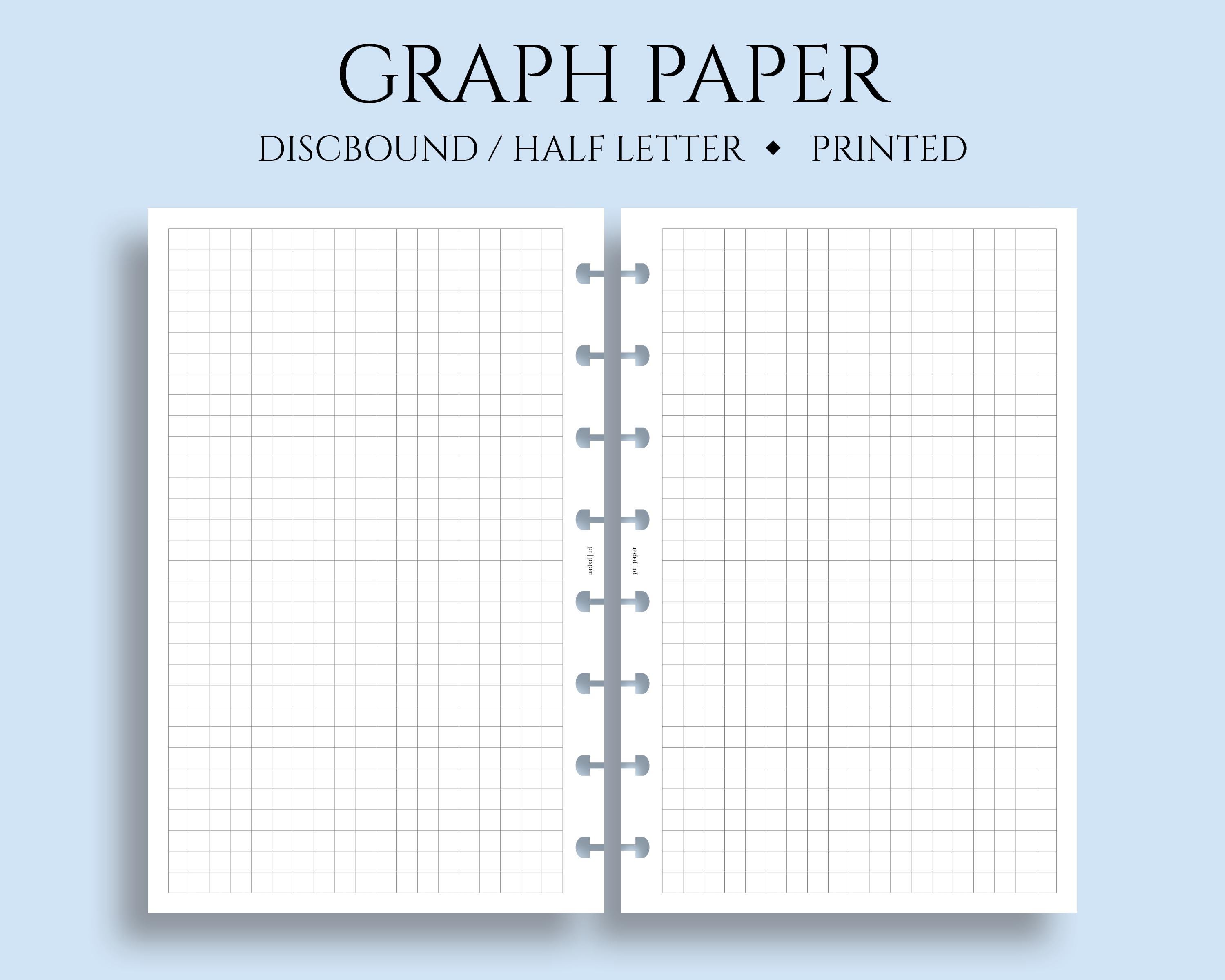 Graph Paper Inserts, Grid Filler Paper, Bullet Journal Pages ~ Junior Half Letter Size Discbound / 5.5" x 8.5"