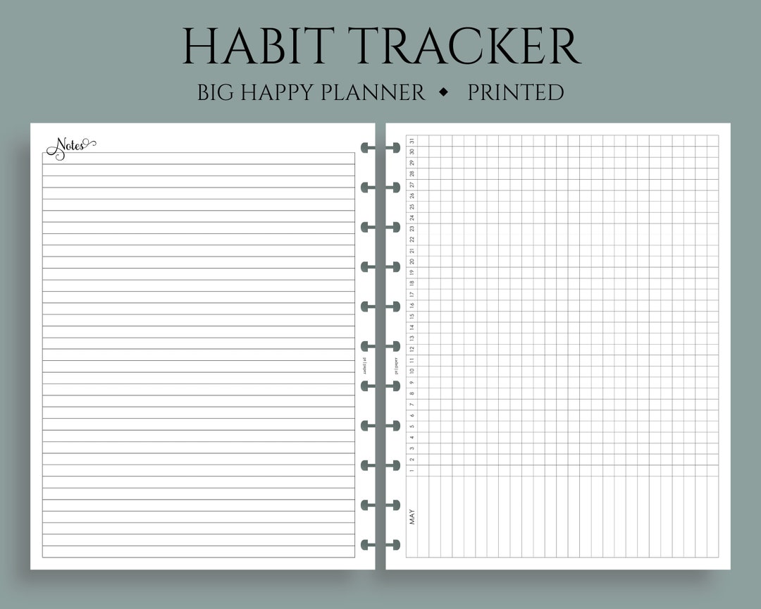 Monthly Habit Tracker Planner Inserts ~ Big Happy Planner / 8.5" X 11 ...
