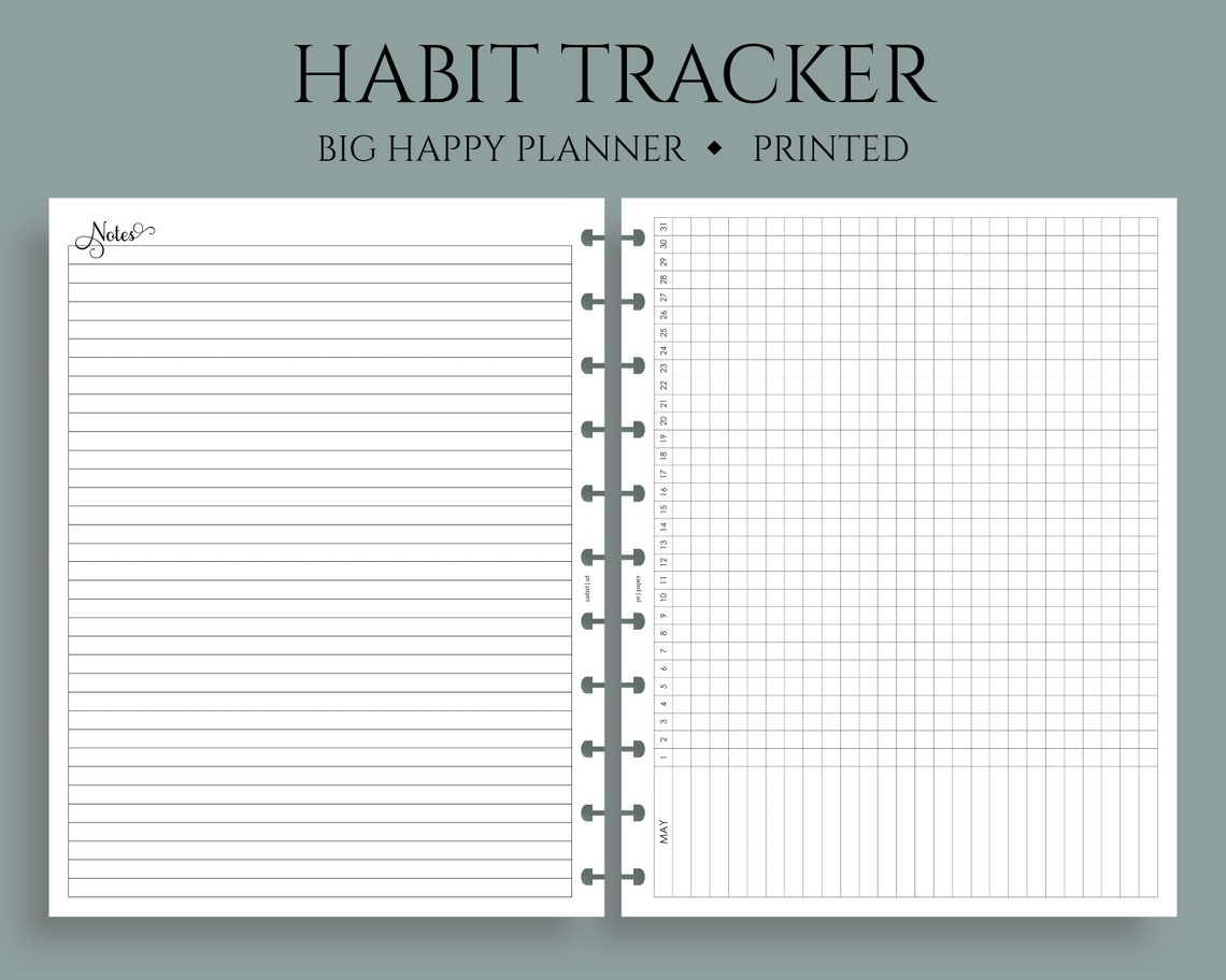 Monthly Habit Tracker Planner Inserts Big Happy Planner / | Etsy