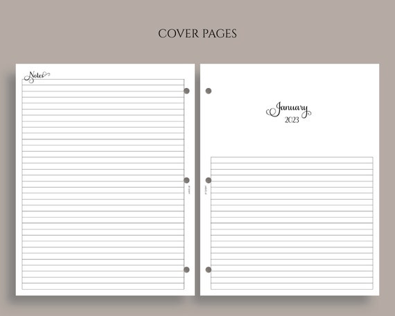 Dated Daily Planner Inserts, Daily Bullet Journal Pages, Large Dot Grid  Notes Section, DO1P ~ Fits Full Letter Size 3-Ring / 8.5 x 11