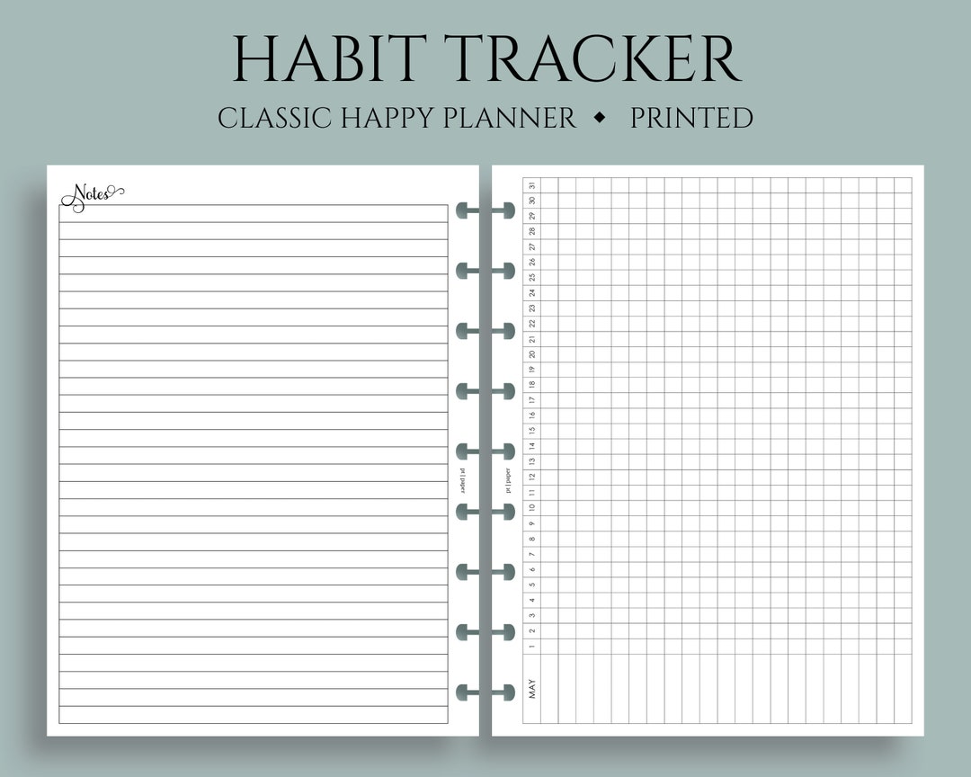 Monthly Habit Tracker Planner Inserts ~ Classic Happy Planner / 7" X 9. ...