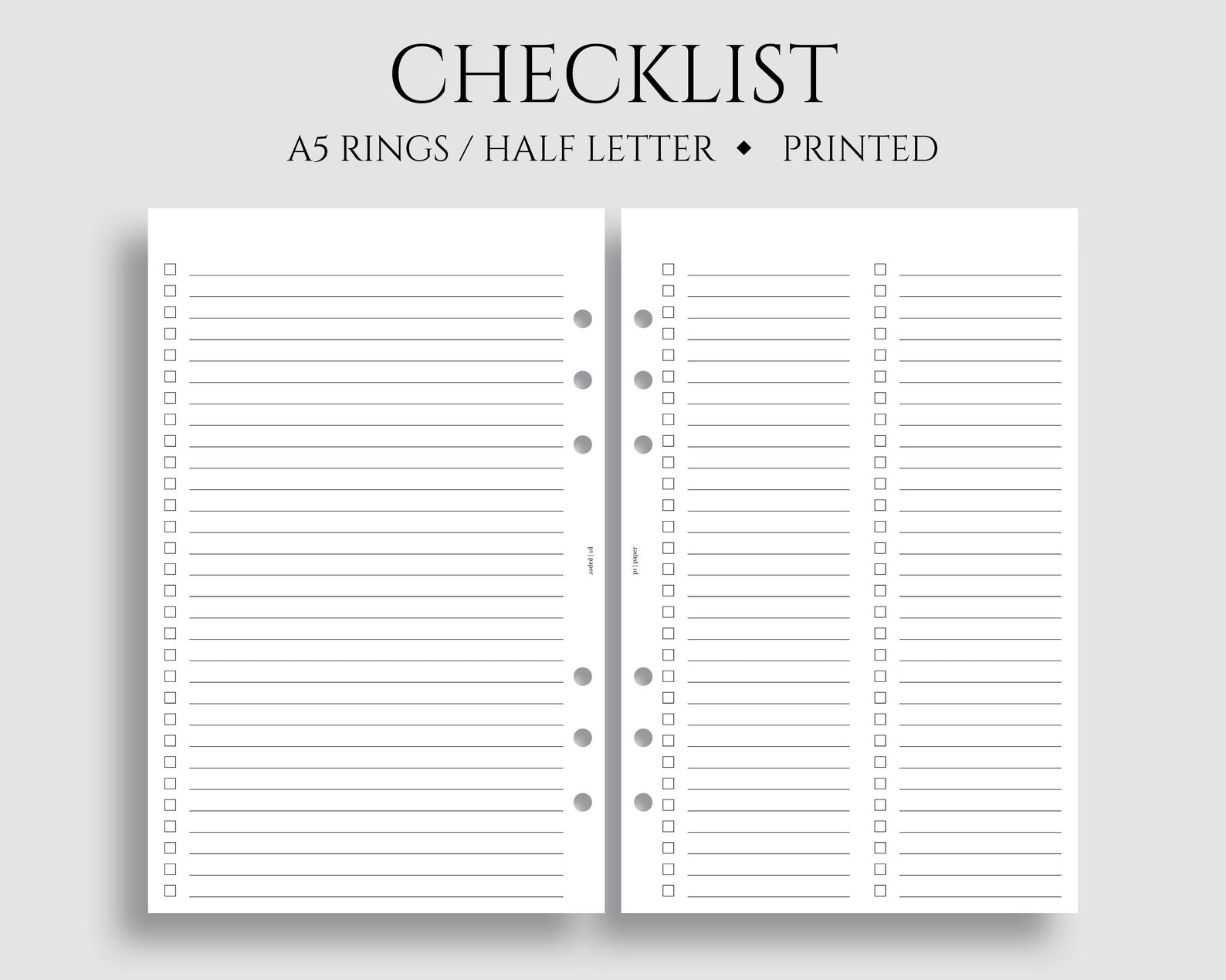 Checklist Planner Inserts, A5 6-ring Punch, Half Letter Size, to Do ...
