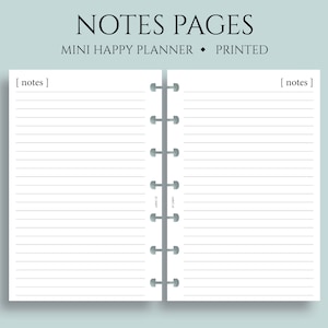 Notes Pages, Lined Paper Planner Inserts, Minimal Style, Functional ~ Mini Happy Planner / 4.6&quot; x 7&quot; Discbound