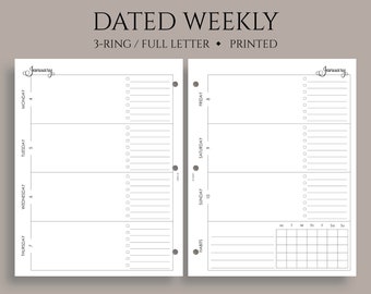 5.5x8.5 Half-Letter size WO2P PDF Download: 2021 Dated Directive Weekly Inserts fits into A5 Planners