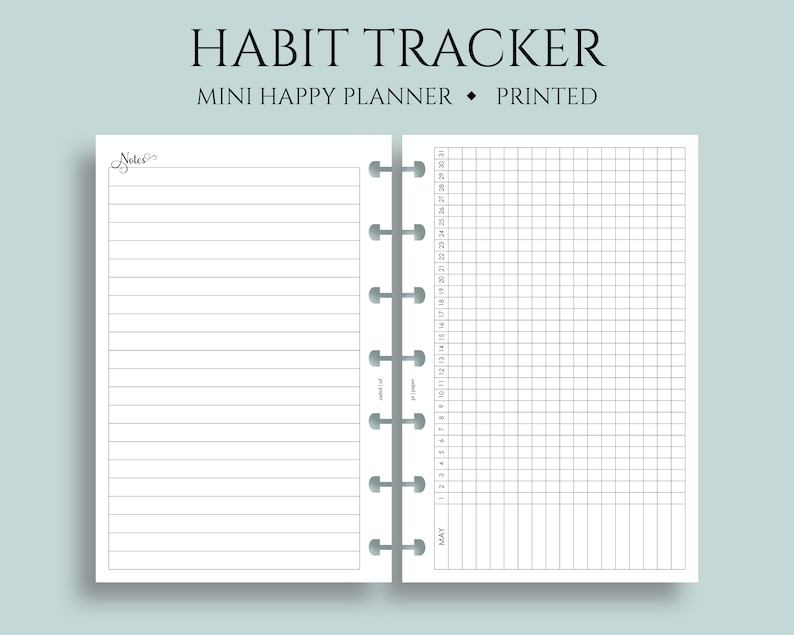 Monthly Habit Tracker Planner Inserts ~ Mini Happy Planner / 4.6" X 7 ...