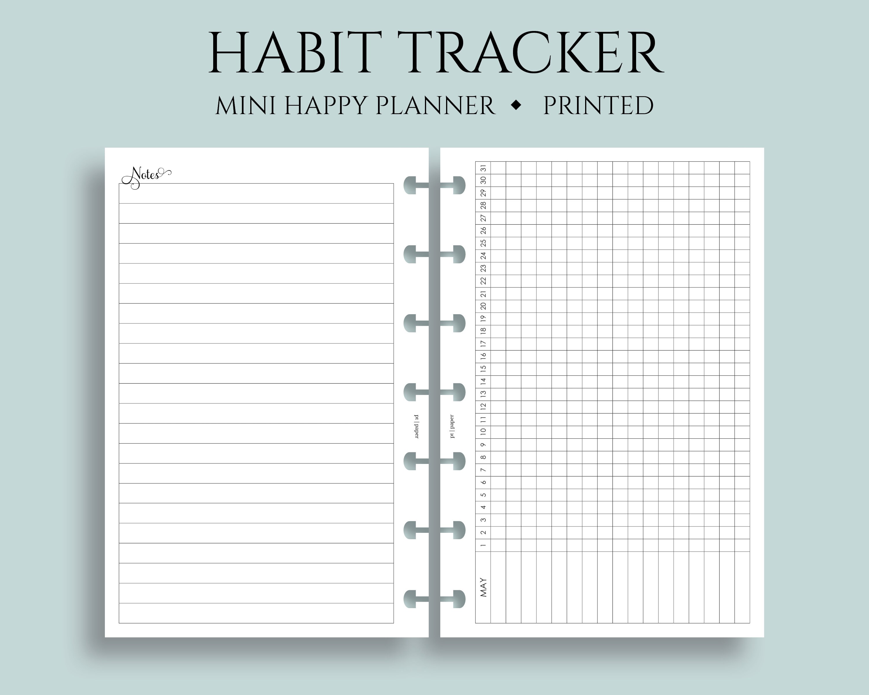 Monthly Habit Tracker Planner Inserts ~ Mini Happy Planner / 4.6" X 7 ...
