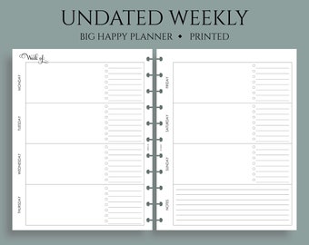 Undated Weekly Planner Inserts Horizontal Week on Two Pages - Etsy