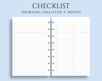 Checklist, To Do List, Task Tracker Planner Inserts, Minimal Style, Functional ~ Junior Half Letter Size Discbound / 5.5" x 8.5"