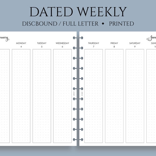 Vertical Column Layout w Dot Grid  ~ Half Letter  5.5 x 8.5 PDF Download Jan-Dec 2022 Dated Weekly Printable Planner Inserts WO2P
