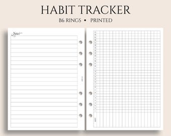 Monthly Habit Tracker Planner Inserts, B6 Planner, 6-Ring ~ 5.3" x 7"