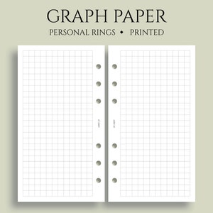 Graph Paper Inserts, 6-Ring Personal Size, Grid Filler Paper, Bullet Journal Pages ~ 3.75&quot; x 6.75&quot;