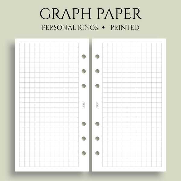 Graph Paper Inserts, Grid Filler Paper, Bullet Journal Pages ~ Personal Rings / 3.75" x 6.75"