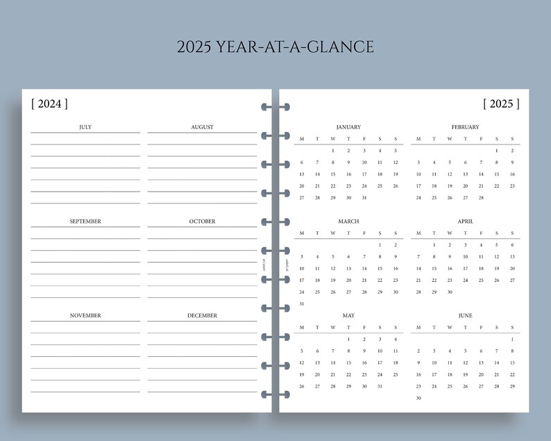 Yearly Calendar Bundle, Year-at-a-Glance, Important Dates, Minimal, Functional Full Letter Size Discbound / 8.5 x 11 image 4