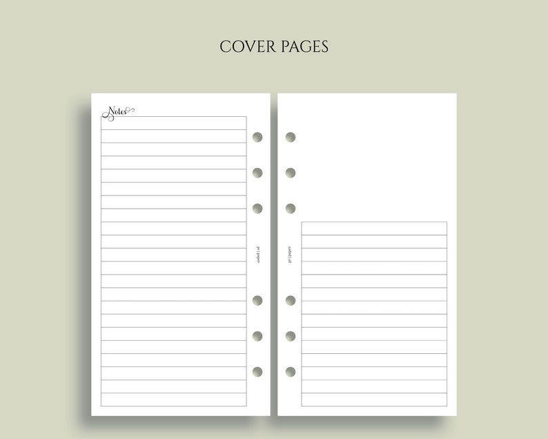 Calendario mensual sin fecha, tamaño personal de 6 anillas, inicio en lunes, de lunes a domingo, formato MO2P, ~ 9,5 x 17 cm imagen 2