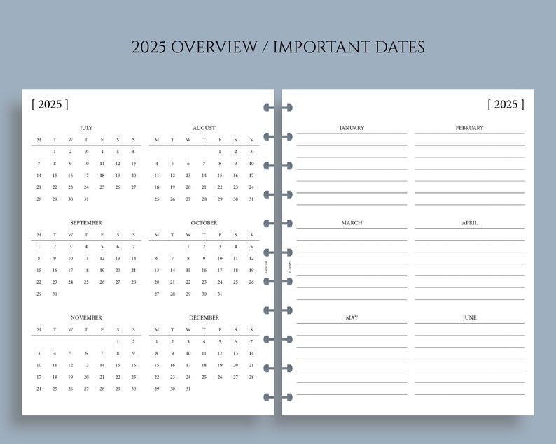 Yearly Calendar Bundle, Year-at-a-Glance, Important Dates, Minimal, Functional Full Letter Size Discbound / 8.5 x 11 image 5