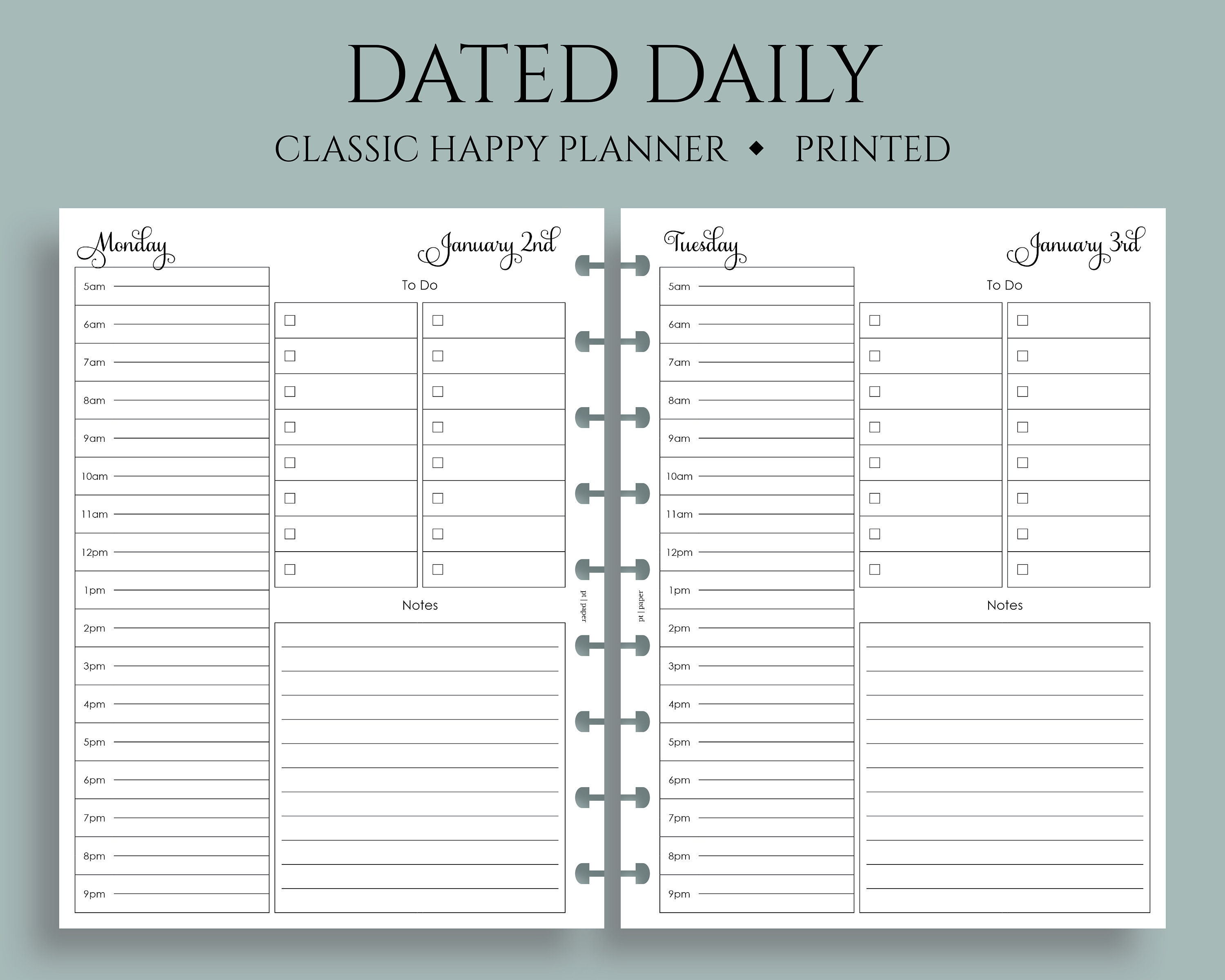 2023 Daily Planner Insert, Day on One Page Refill, A5, Personal, Mini  Happy Planner