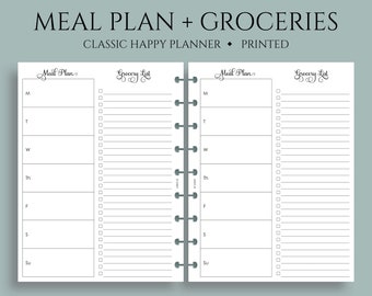 Weekly Meal Planning and Grocery Shopping List Planner Inserts ~ Classic Happy Planner / 7" x 9.25" Discbound