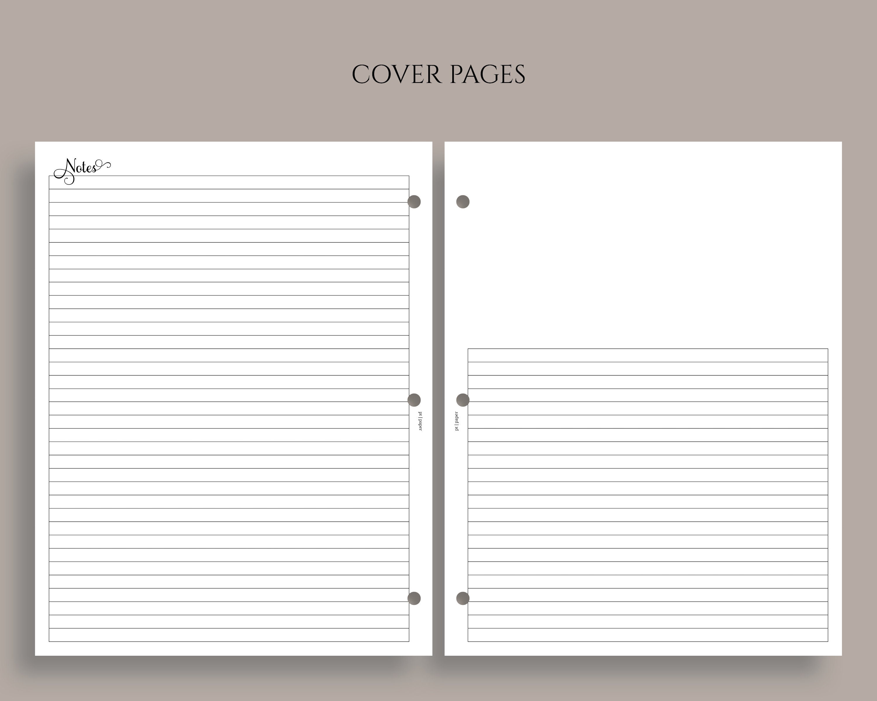 Undated Weekly Planner Inserts, Two-page Vertical Layout With Lined ...