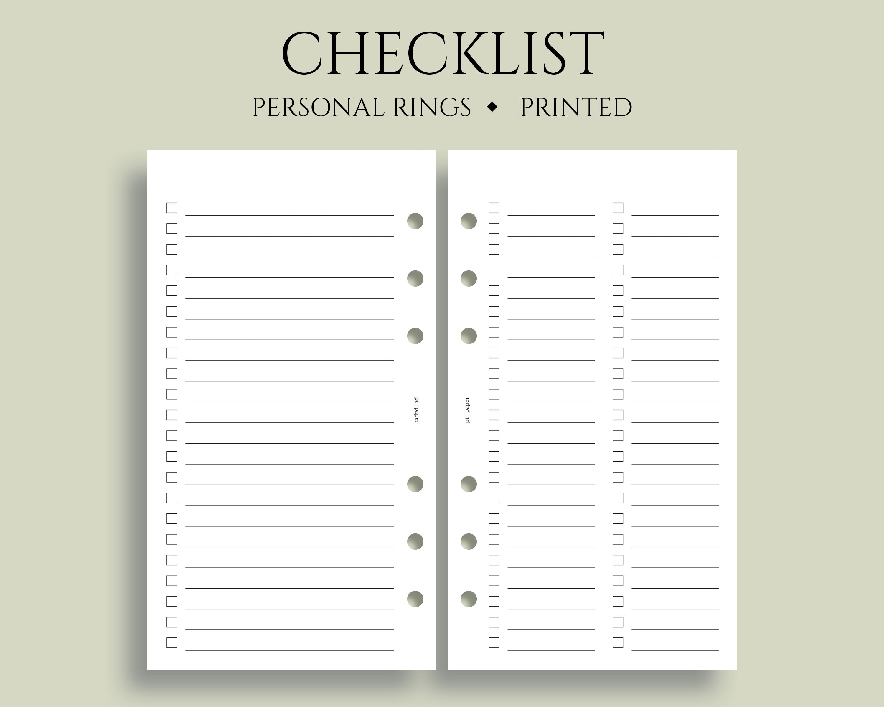 Checklist Planner Inserts, 6-ring Personal Size, to Do List, Task ...