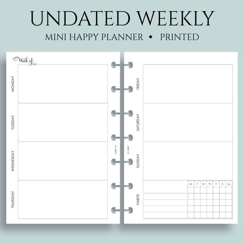 Mini Happy Planner Printable Undated Weekly Planner on 4 Pages - Etsy