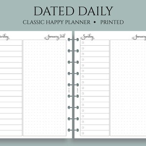 Dated Daily Planner Inserts, Classic Happy Planner, To-Do List, Dot Grid Notes Section, DO1P ~ 7" x 9.25"