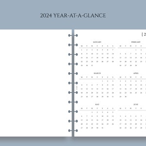 Yearly Calendar Bundle, Year-at-a-Glance, Important Dates, Minimal, Functional Full Letter Size Discbound / 8.5 x 11 image 2