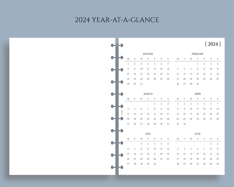Yearly Calendar Bundle, Year-at-a-Glance, Important Dates, Minimal, Functional Full Letter Size Discbound / 8.5 x 11 image 2