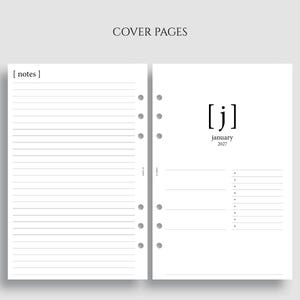 Dated Monthly Calendar Planner Inserts, A5 6-ring Punch, Half Letter ...