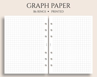 Graph Paper Planner Inserts, B6 Planner, 6-Ring, Grid Filler Paper, Bullet Journal Pages ~ 5.3" x 7"