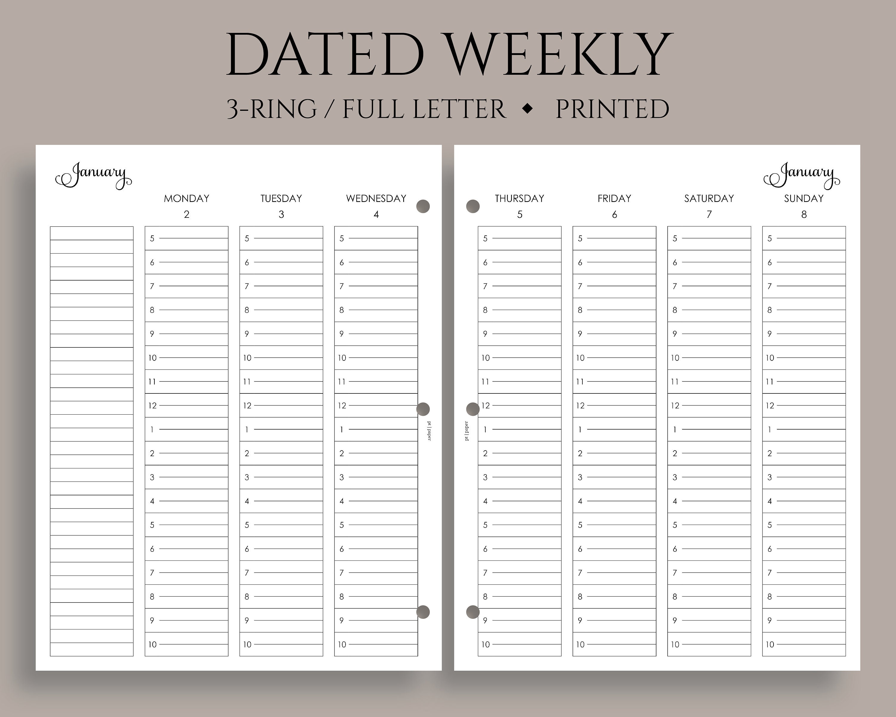 2024 WEEKLY Planner Insert Dated WO2P with Tracker