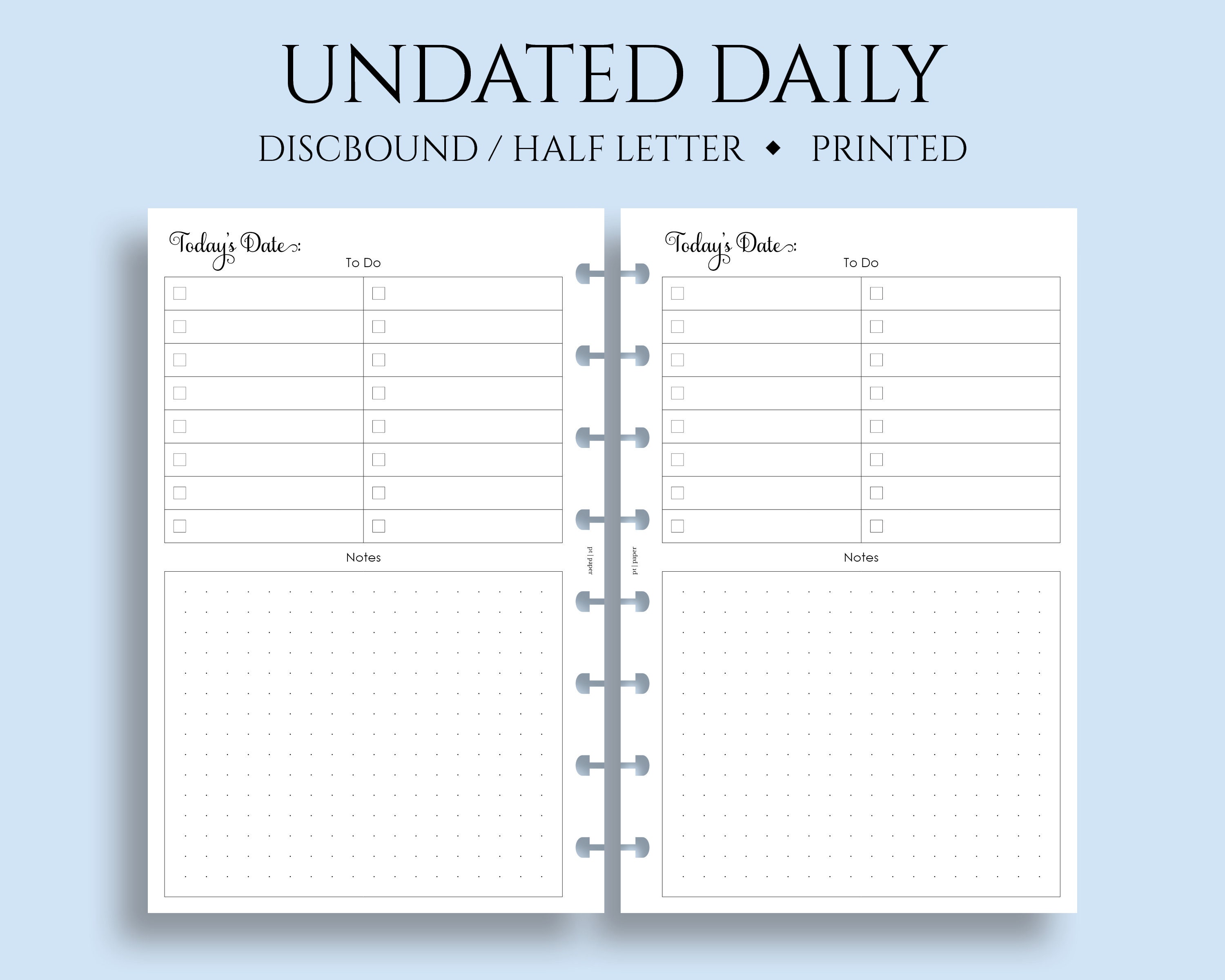Letter Undated Daily Agenda Sheets | Eleven Discs